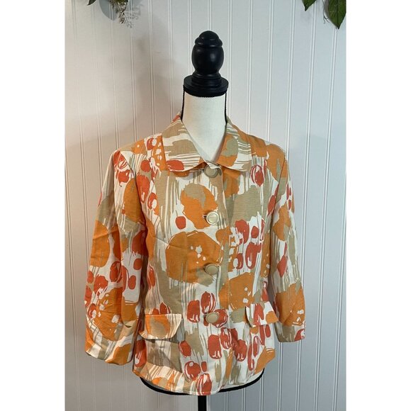 Vintage Kasper Essential Sportswear Floral Jacket With Button Front&Pockets Sz8 - Picture 1 of 13
